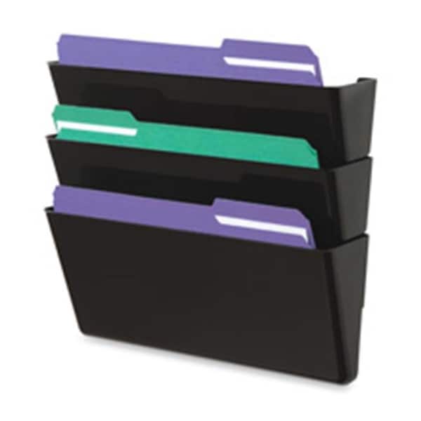 Deflect-O Corporation DEF93604 Wall Files- 3-Pocket- Letterr- 13in.x4in.x19in.- Black